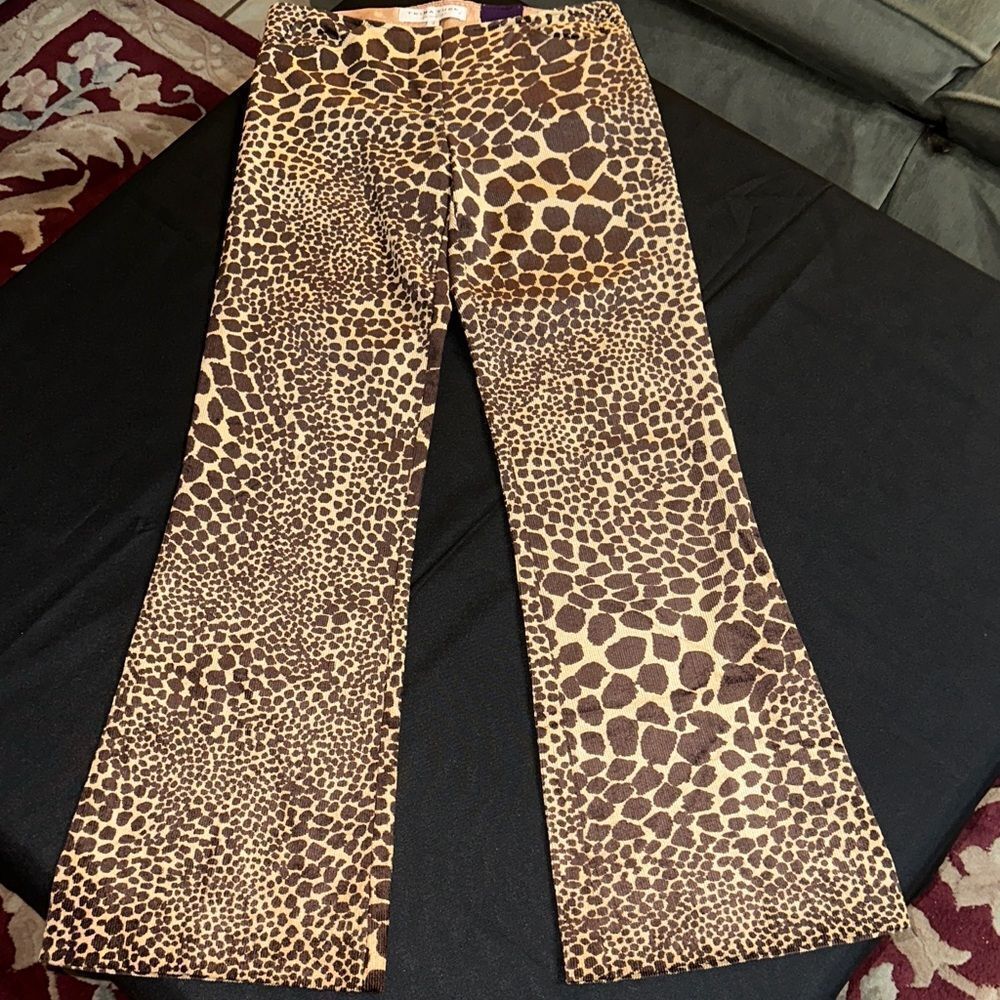 Trina Turk Brown/Beige Animal Print Hip-Hugger Flare Jeans Size 2